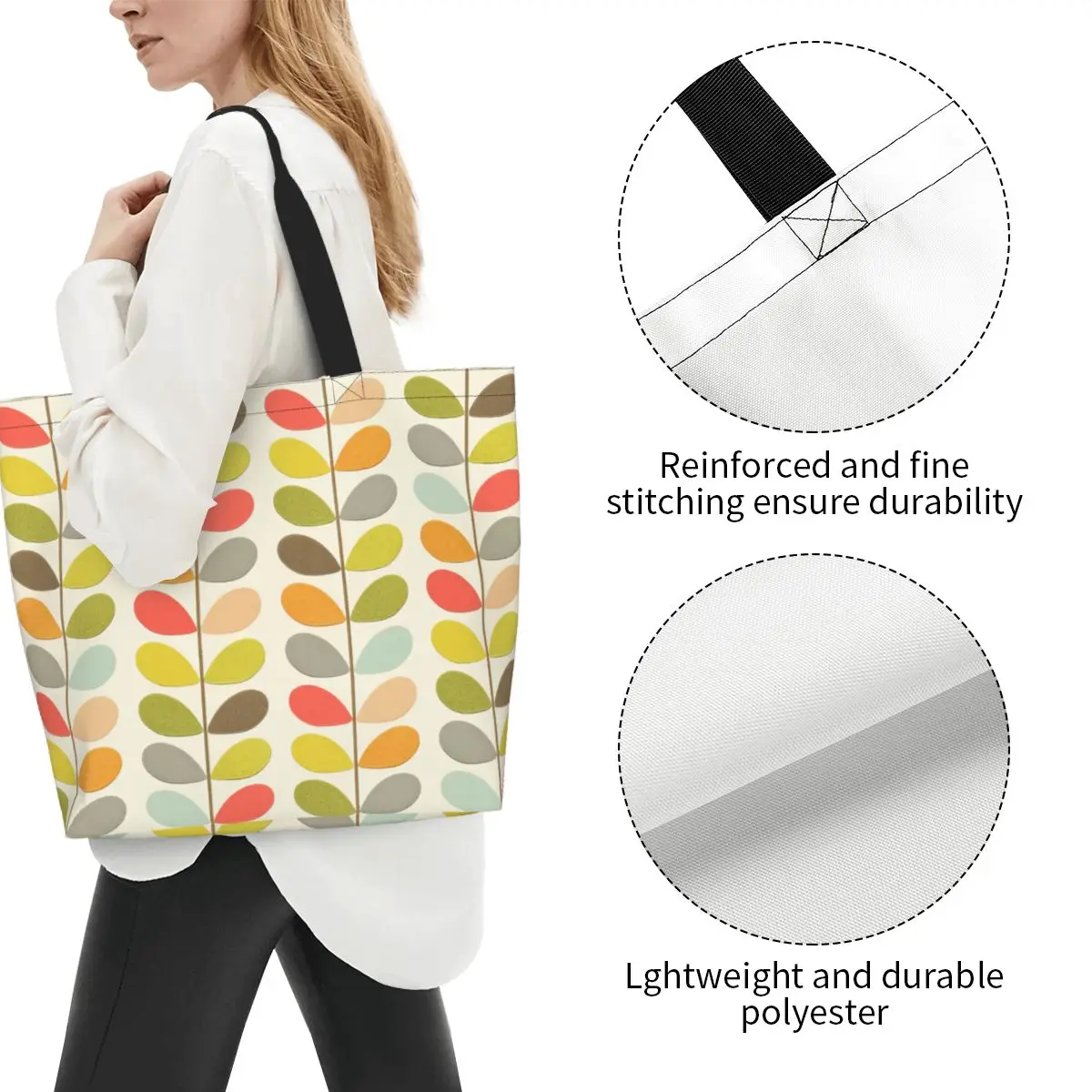 custom Funny Orla Kiely Shopping Tote Bag Recycling Scandinavian Flowers Multi Stem Canvas Groceries Shopper Shoulder Bag