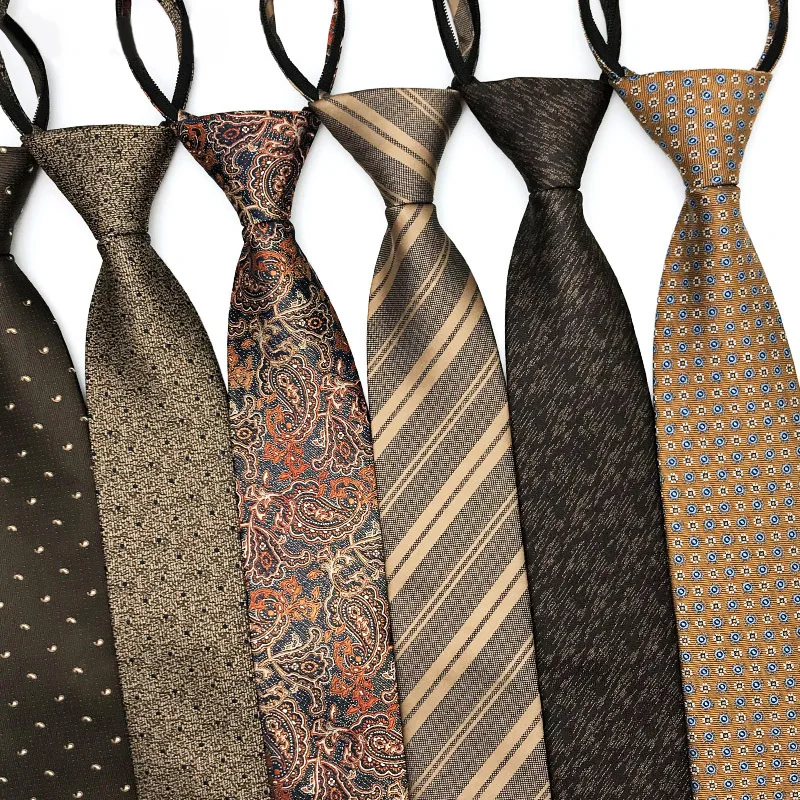 남성용 새 페이즐리 지퍼 넥타이 8CM 솔리드 스트라이프 물방울 무늬 실크 넥타이 남성 웨딩 지퍼 넥타이 블루 레이지 타이