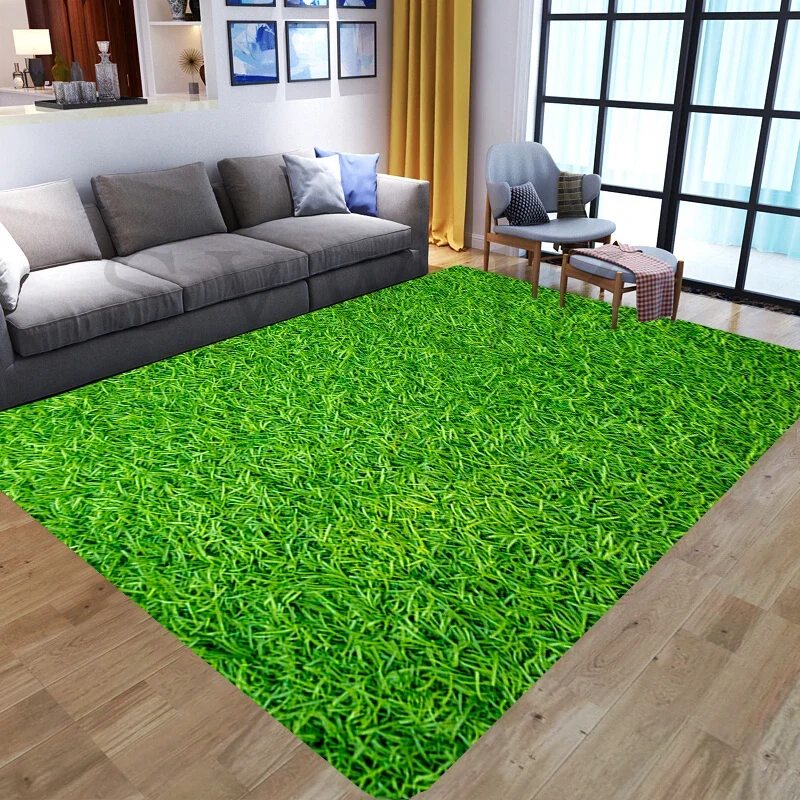 Green Grass Living Room Floor Mat 3d Printing Lawn Plant Bedroom Room Decoration Door Mat Carpet Non-slip Mat Bathroom Floor Mat