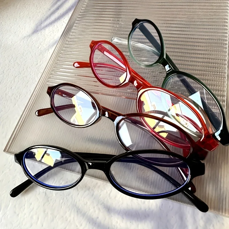 

4 Pieces of Y2K Fashionable Oval Frame Reading Glasses Are Very Suitable for Women's Retro Style Durable Glasses