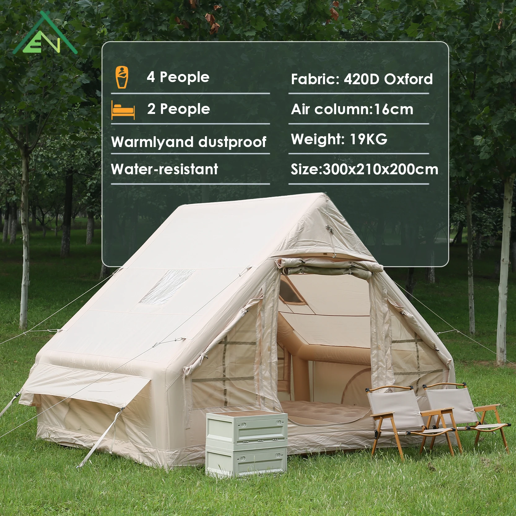 

Easy Setup Four-season 2-3 Person Air Pumping Inflatable Tent 6.3 Square Meter Waterproof One Bedroom Living Room For Camping