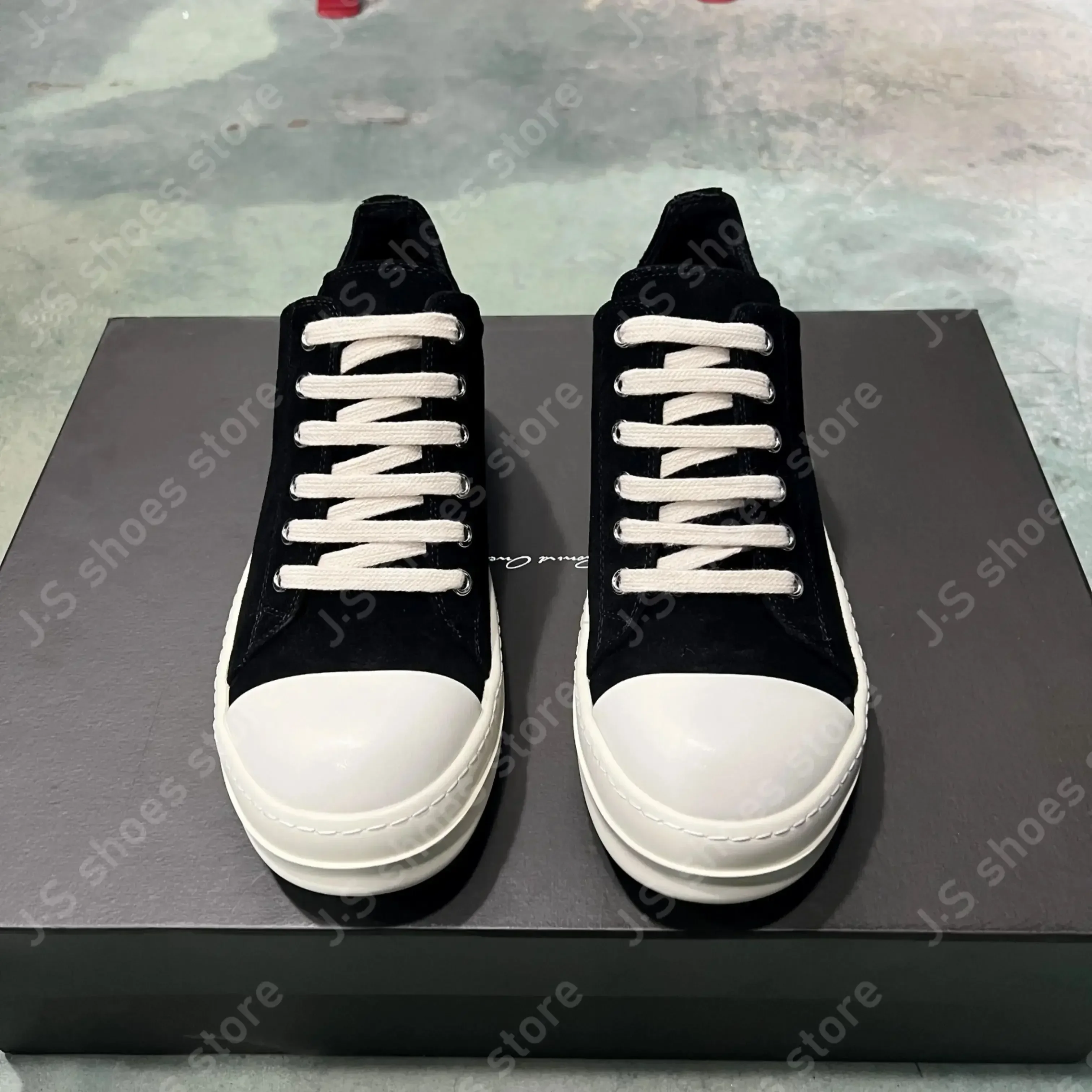 R-o تصميم الأسود الجلد المدبوغ منخفضة أعلى حذاء فاخر جودة عالية الرجال حذاء رياضة النساء حذاء كاجوال البقرة المدبوغ الرجعية الدانتيل يصل أحذية رياضية #6