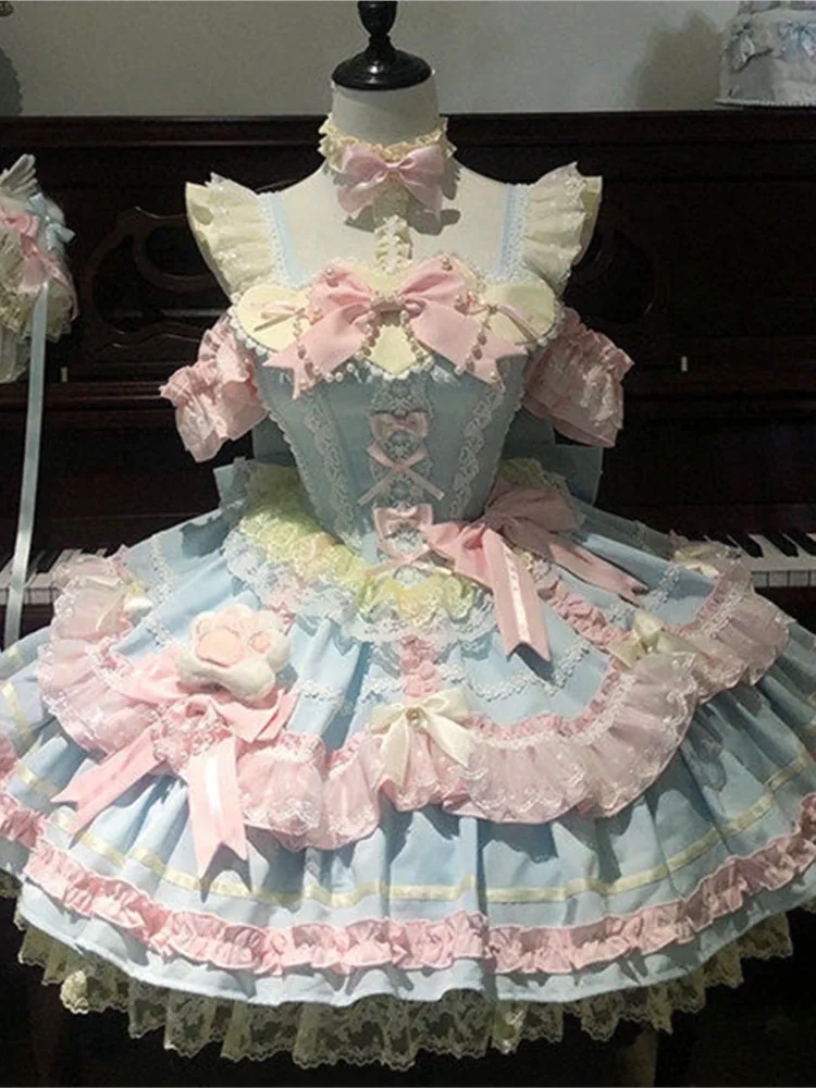 A cute blue and pink birthday coming-of-age dress