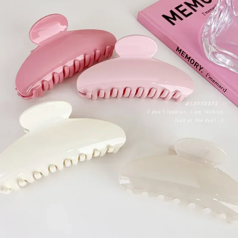 Elegant 11cm Solid Color Hair Claw Medium Size Sweet Hair Clip Shark Clip Women Hair Accessories Headwear