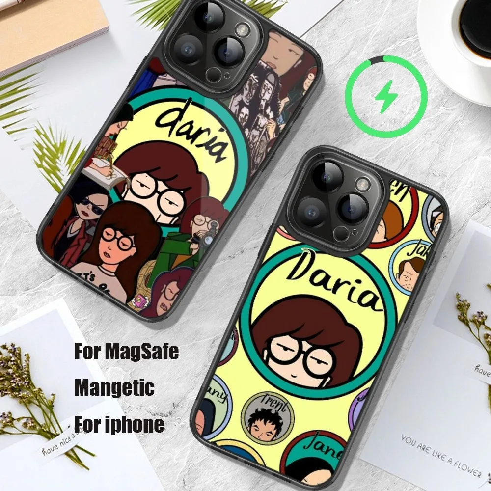 Cartoon D-Daria Phone Case For iPhone 11 12 13 14 15 Pro Max Plus Mini Magsafe Magnetic Wireless Charging Shell