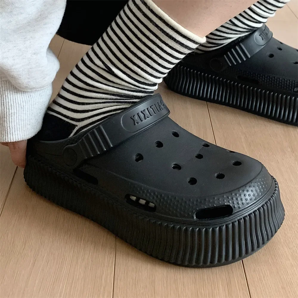 Women Summer Korean Edition Hole Shoes EVA Soft Thick Sole Baotou Cool Slippers Student Outwear Fashion Creativity Women Shoes