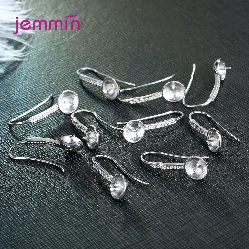 Fashion DIY Earring Findings 100% 925 Silver  with Clear Cubic Zircon Jewelry Component Accessory Huggie Hooks