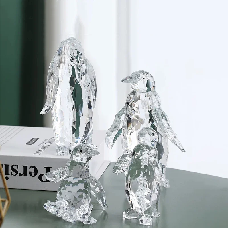 Obra  arte  acrílico transparente, adorno  escultura  pingüino, estatua  molo  animal pingüino, artesanías creativ