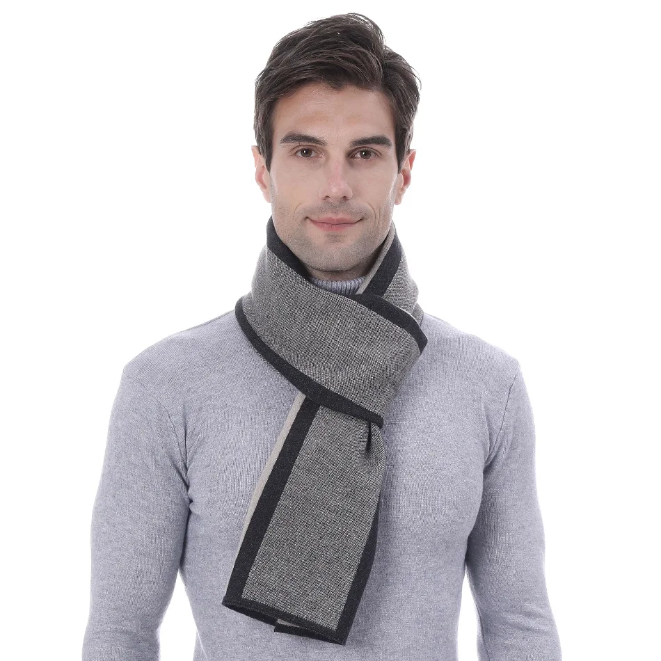 

Business Leisure Knitted Jacquard Men's Scarf Blended Striped Color Block Imitation Cashmere Scarf Gift