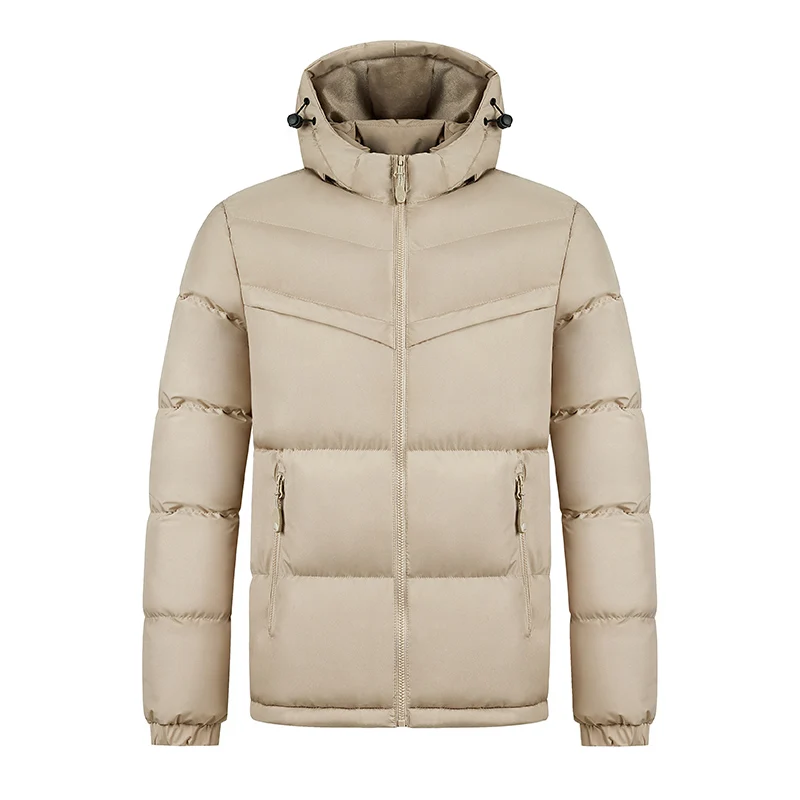 2024 Autumn and Winter Cotton Jacket Outdoor Windproof Hooded Warm Work Jacket Solid Color Versatile Men's and Women's Clothing