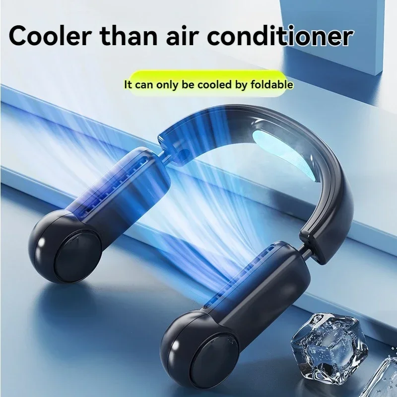 

Folding Neck Hanging Fan Can Store Handheld USB Mini Fan Learless Lazy Cooling Neck Hanging Fan for Students Outdoor