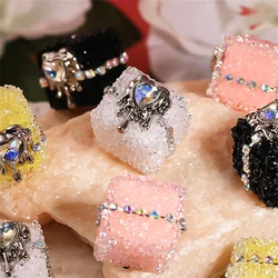 ST35 Punk Style Heart Soft Sugar Beads Chain Drill Ball Square Acrylic Beads DIY Beads Loose Beads Wholesale