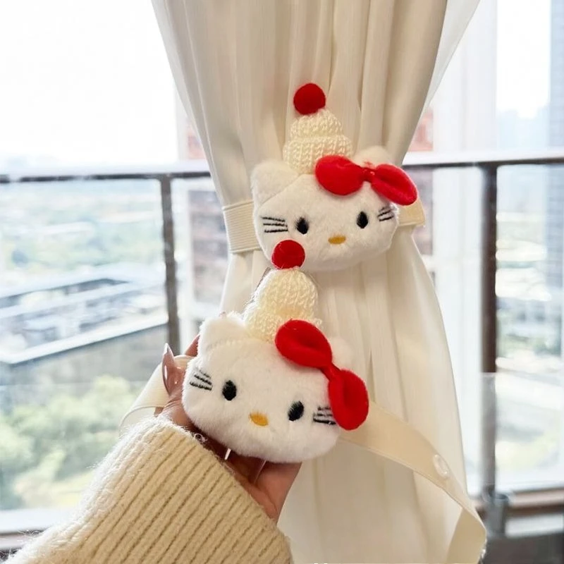 

2PCS Kawaii Sanrio HelloKitty Curtain Straps Anime Cartoon Bedroom Living Room Curtain Decoration Girly Heart Accessories Gifts