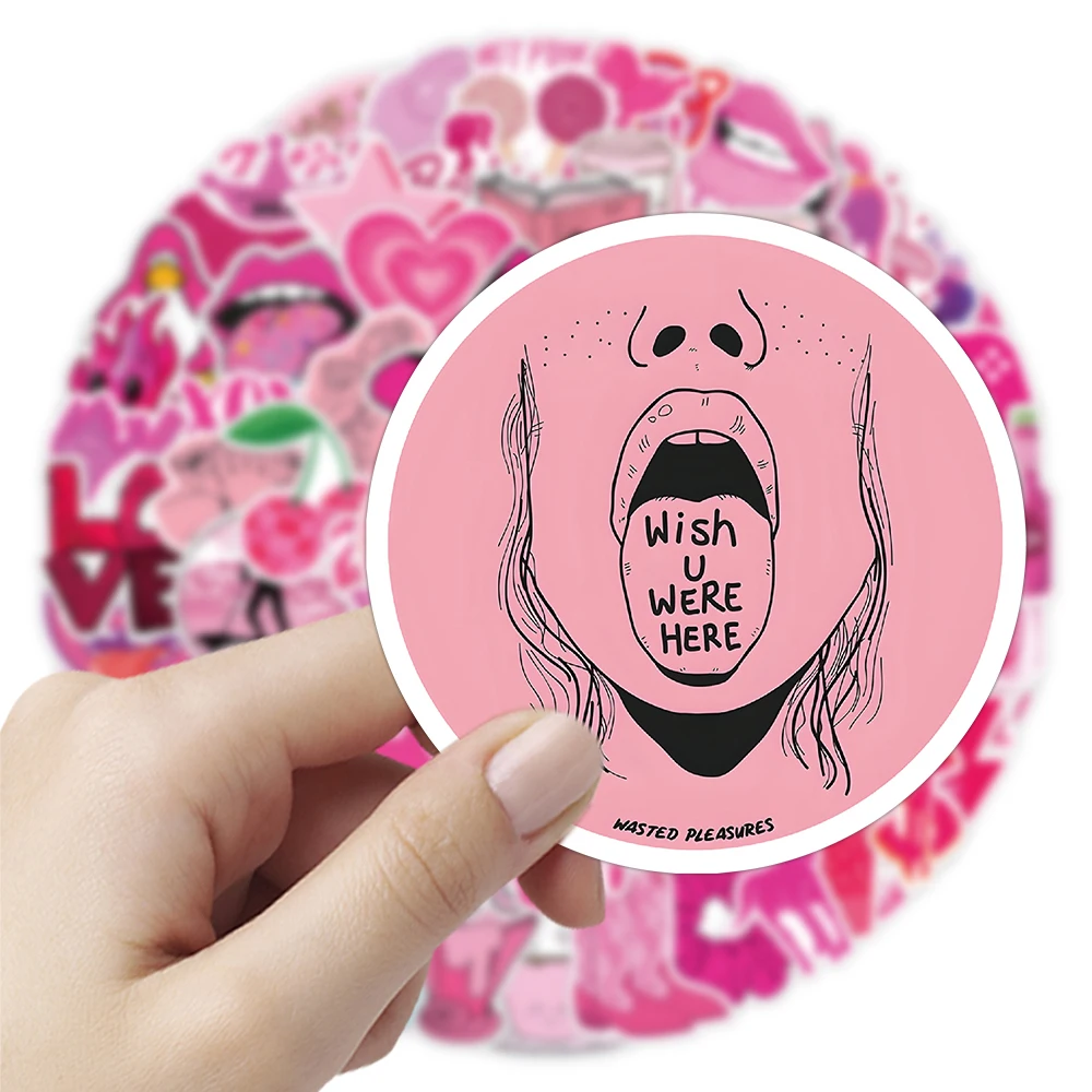 10/50/100PCS Ins Style Cartoon Pink Stickers Kawaii Girls Decals Graffiti DIY Phone Guitar Stationery Vinyl PVC Cute Sticker Toy