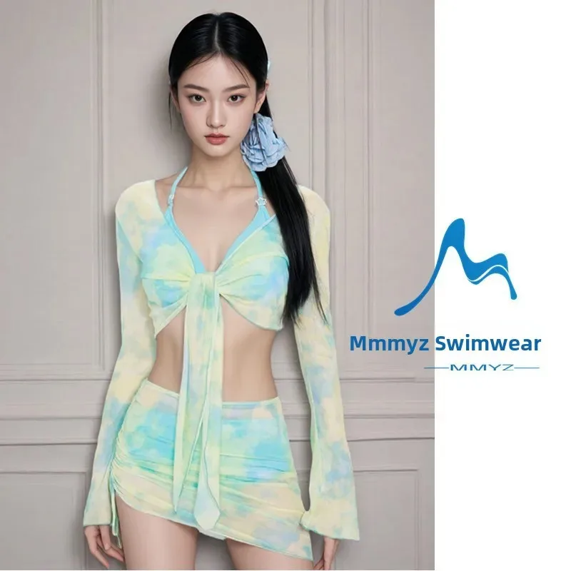 Sexy Long Sve Bikini Tee Piece Set Beach Vaion Swimsuit for Women Svel Underwater Sports Swimwear Bychedefei