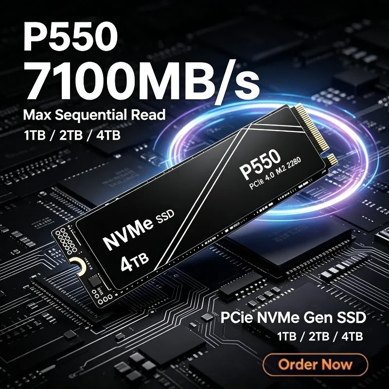 2026 New P550 1TB/2TB/4TB Gen PCIe NVMe SSD, 7100MB/s Max Sequential Read, Internal Storage for Desktop PC & Gaming Laptop