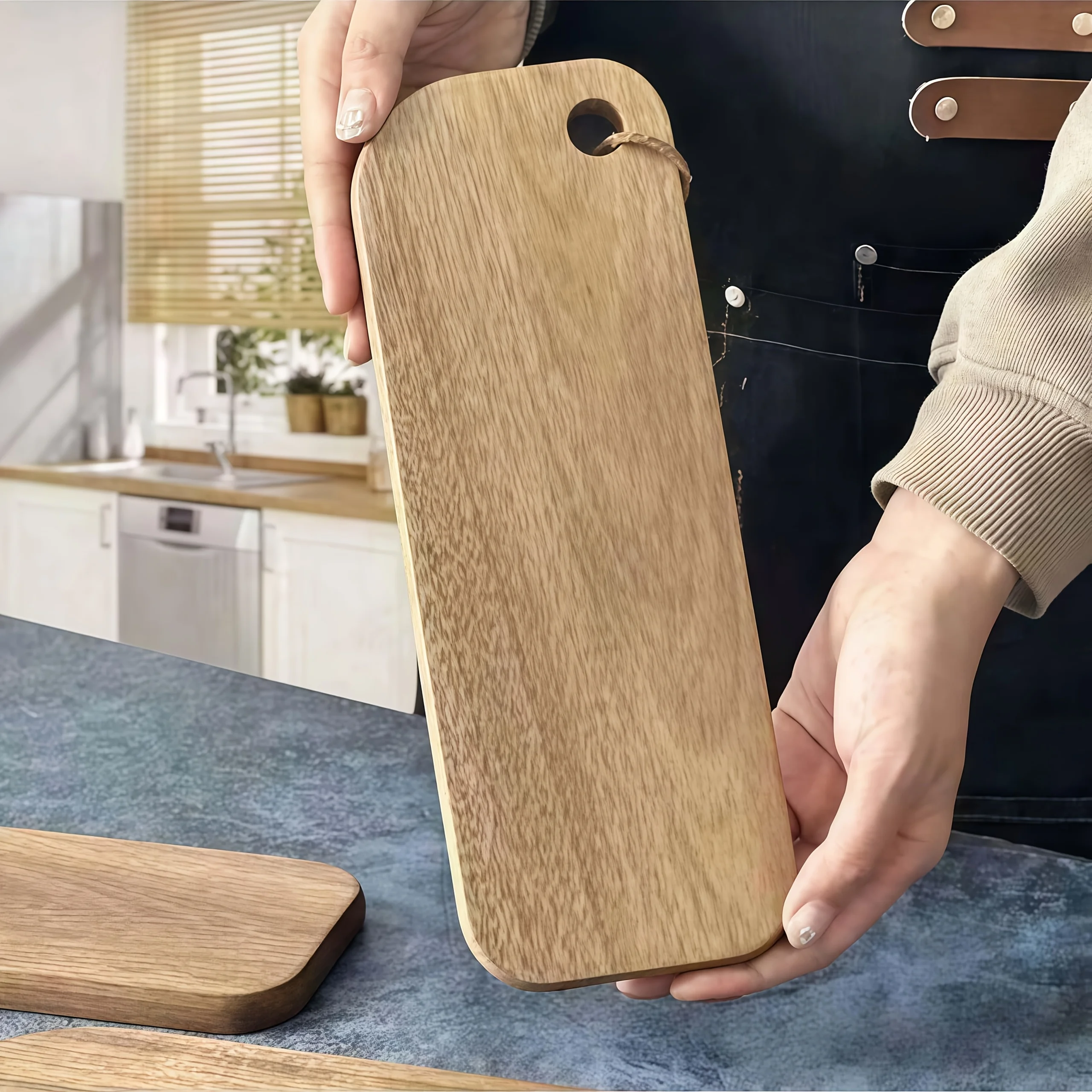 Acacia wood portable outdoor camping tray, multifunctional tray suitable for fruits and food