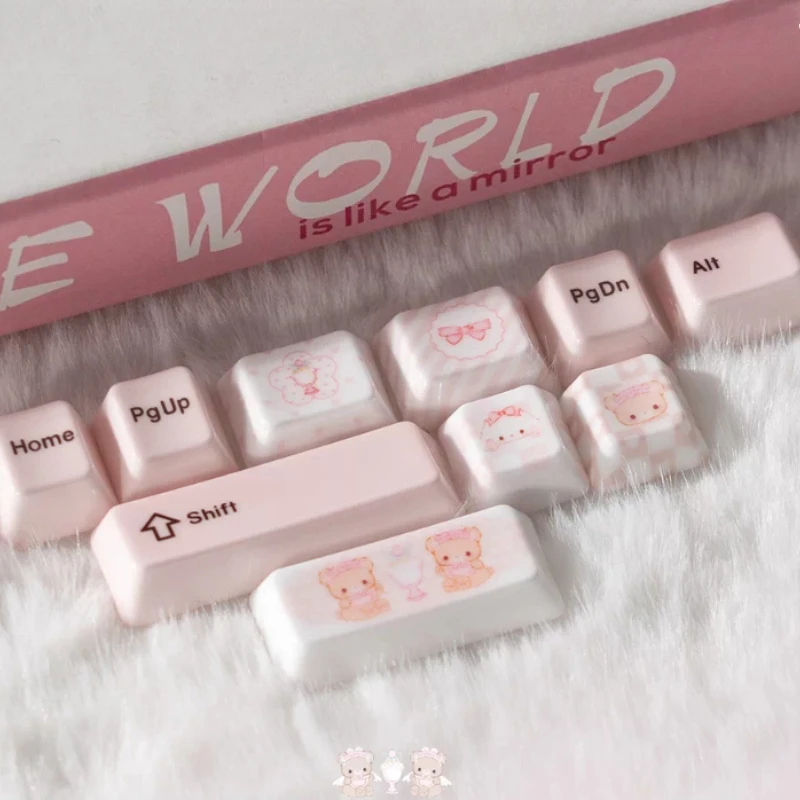 Keyria Labs Little Bear Tea Party Theme Keycaps Set Ceramic Material Cherry Profile Custom Five Sided Sublimation Accessories