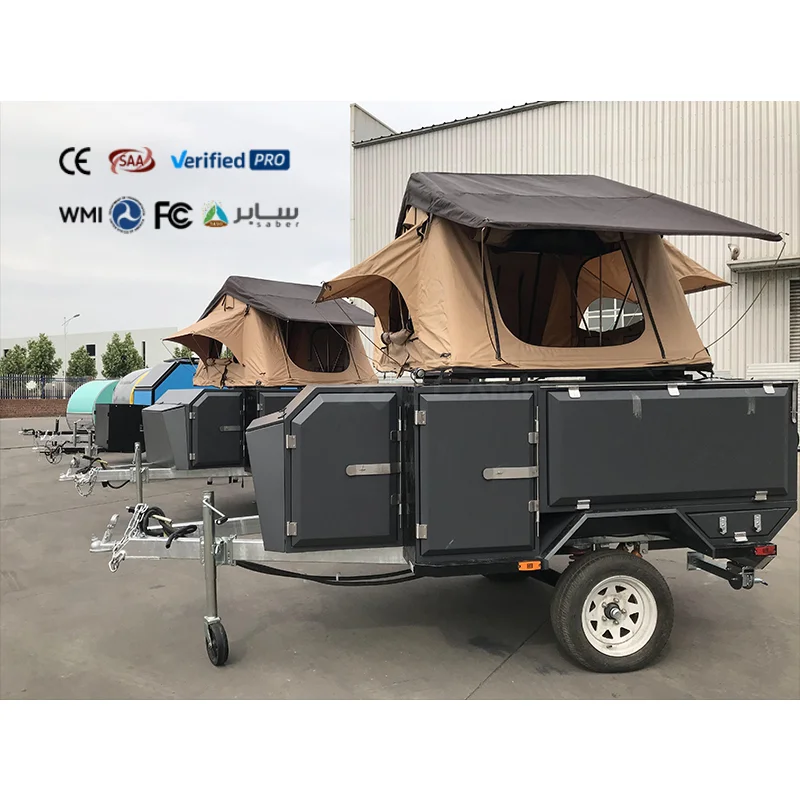 Solar Powered RV Travel Trailer, Off Road Caravan with Complete Facilities, Roof Solar Panel System for Self Driving Camping