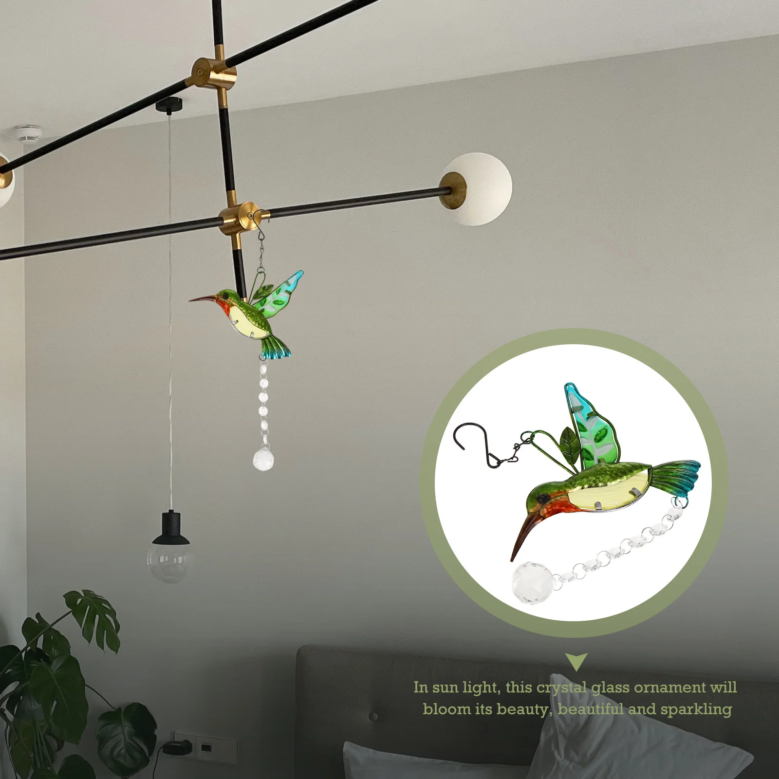 

Crystal Bird Suncatcher Hanging Ornament Sparkling Glass Ball Decorative Pendant for Home Wedding Party Sun Catcher Decoration