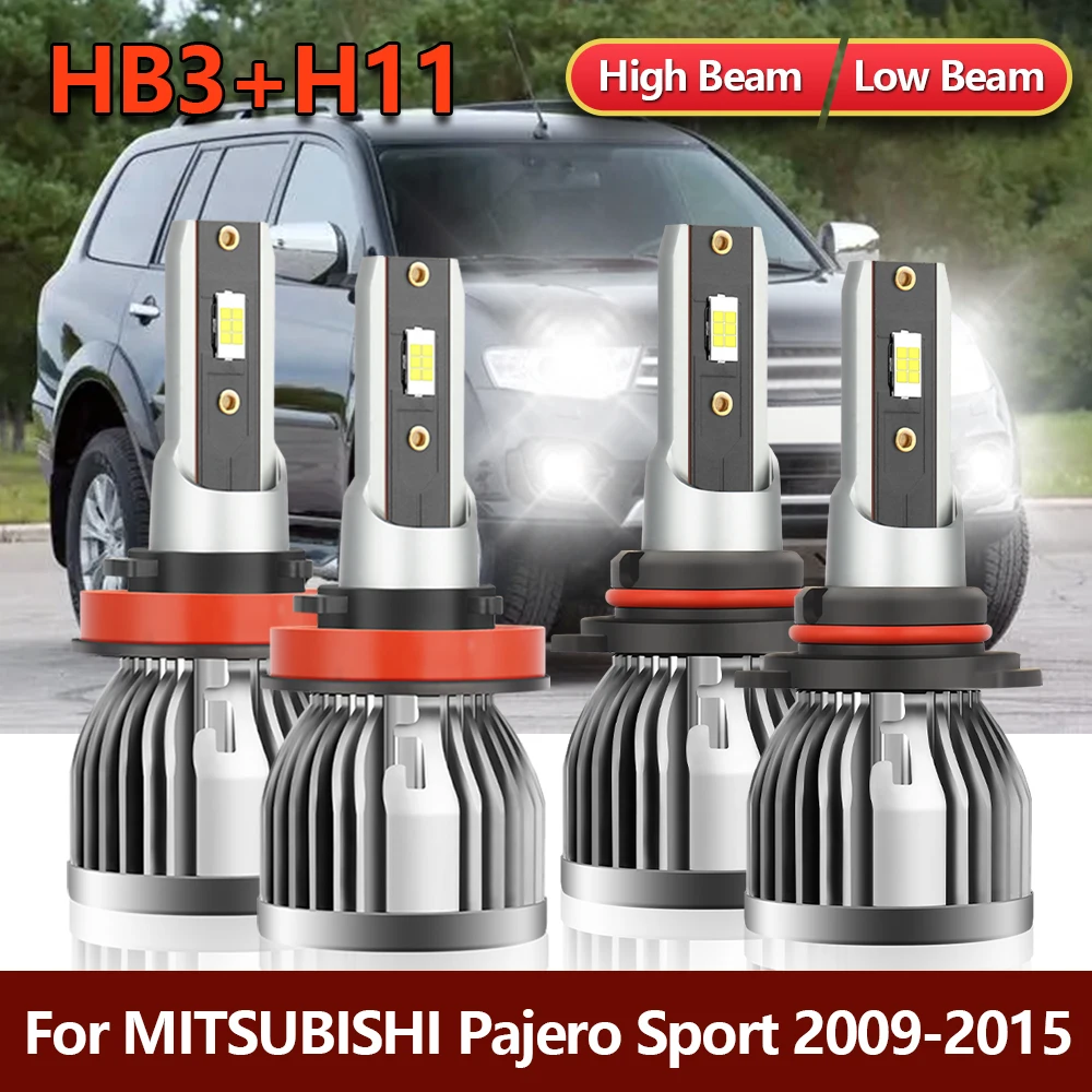 

LED Headlight Bulb High Low Beam High Bright 20000LM Turbo Lamp For Mitsubishi Pajero Sport 2009-2013 2014 2015 & 2016 2017-2023