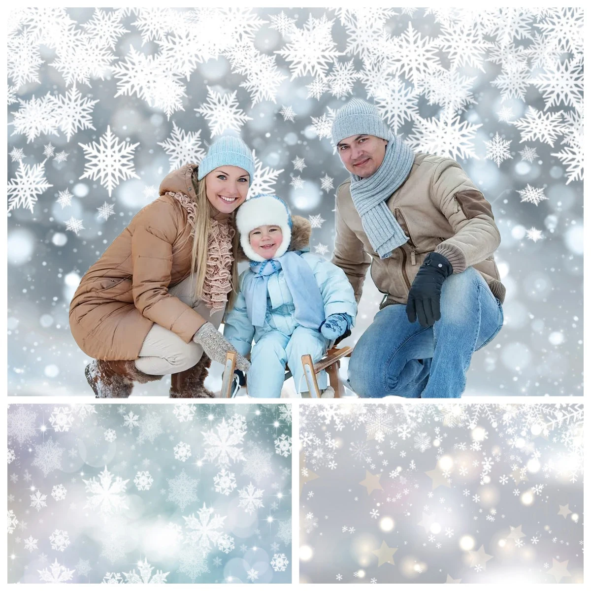 

Winter White Snowflake Scene Photography Background Glitter Christmas Kids Portrait Birthday Party Decor Backdrop Photo Props