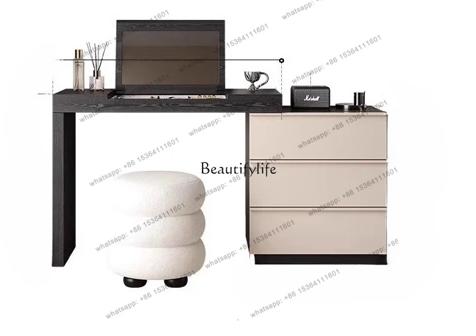 

D30Retractable dressing table Bedroom Modern simple solid wood chest Integrated dressing table with drawers