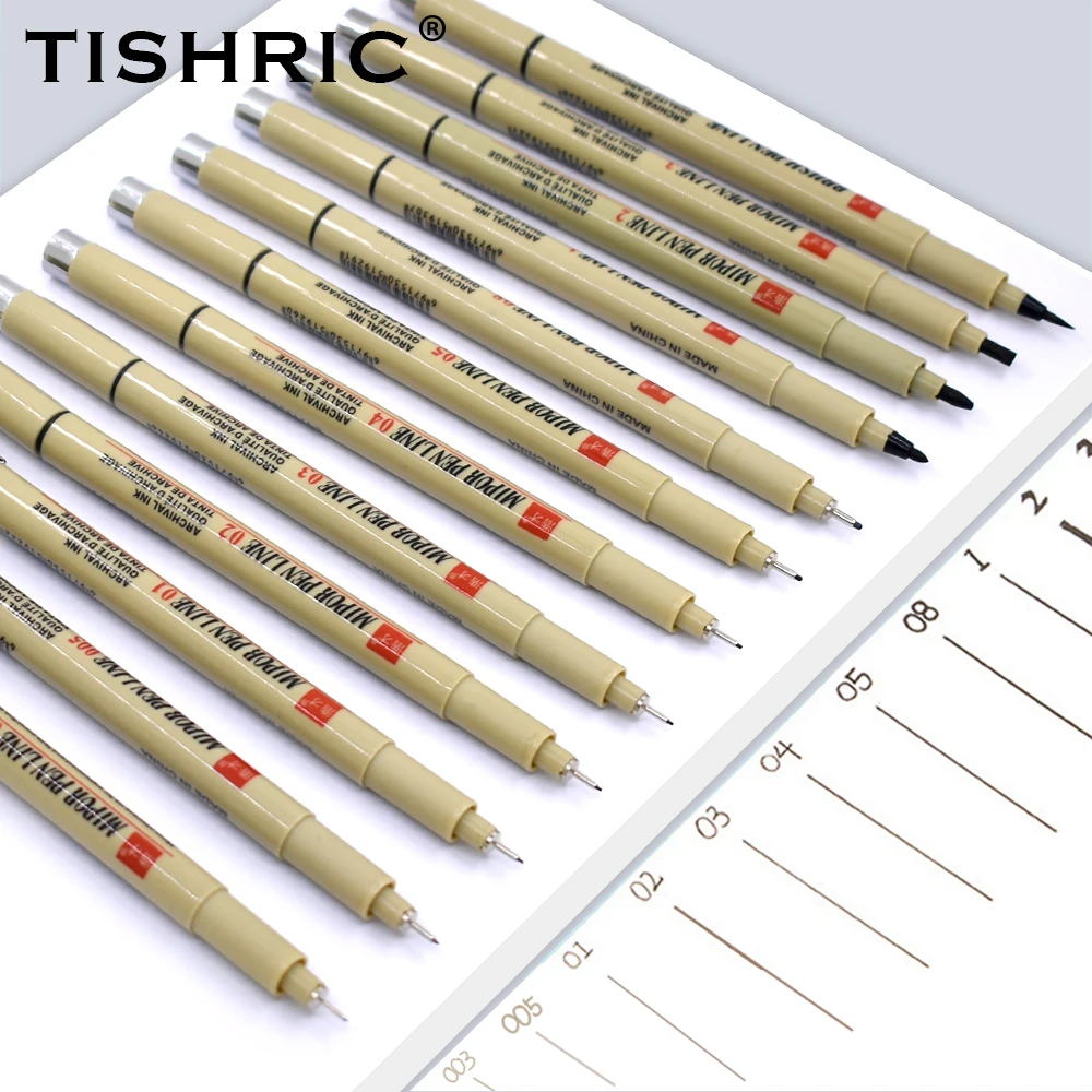 TISHRIC Pigma Micron Pen Drawing Liners Pen Fine Line Capillary Pens Set Sketching Liners Art Drawing Pens Cartoon Signature