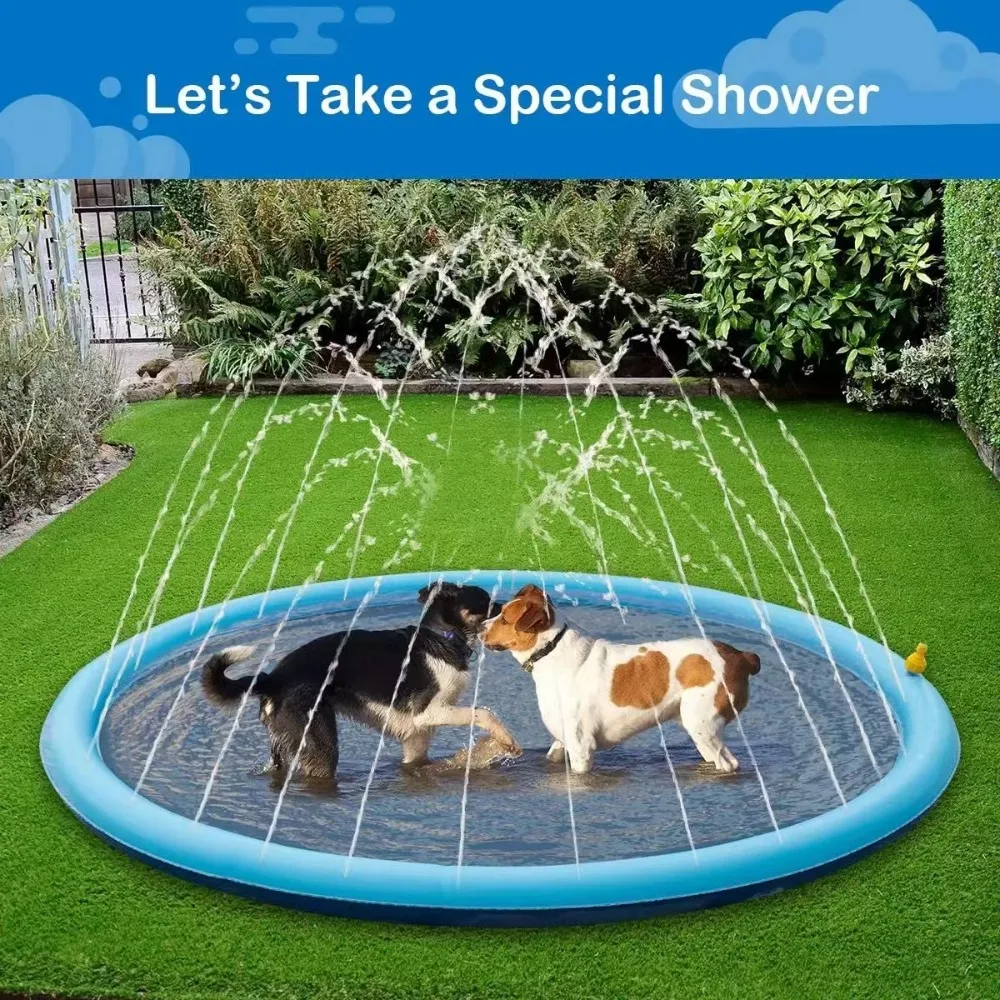 Hunde-Schwimmbecken, aufblasbare Sprühmatte für Haustiere, kühlende Hundematte, interaktives Outdoor-Hundespielzeug, Sprinklermatte für Haustiere