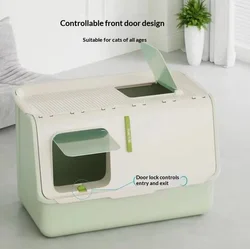 Caja de arena cerrada extra grande para gatos con entrada superior
