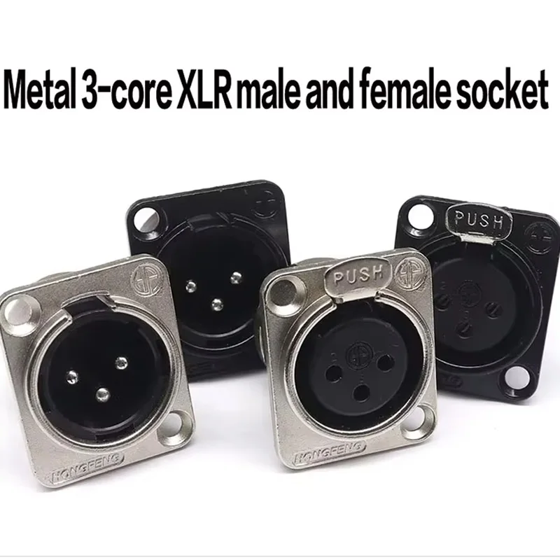 5PCS Silver/Black Gold-plated 3 pin XLR Male and Female Socket, Audio Microphone Socket, 3-pin XLR Male And Female Socket