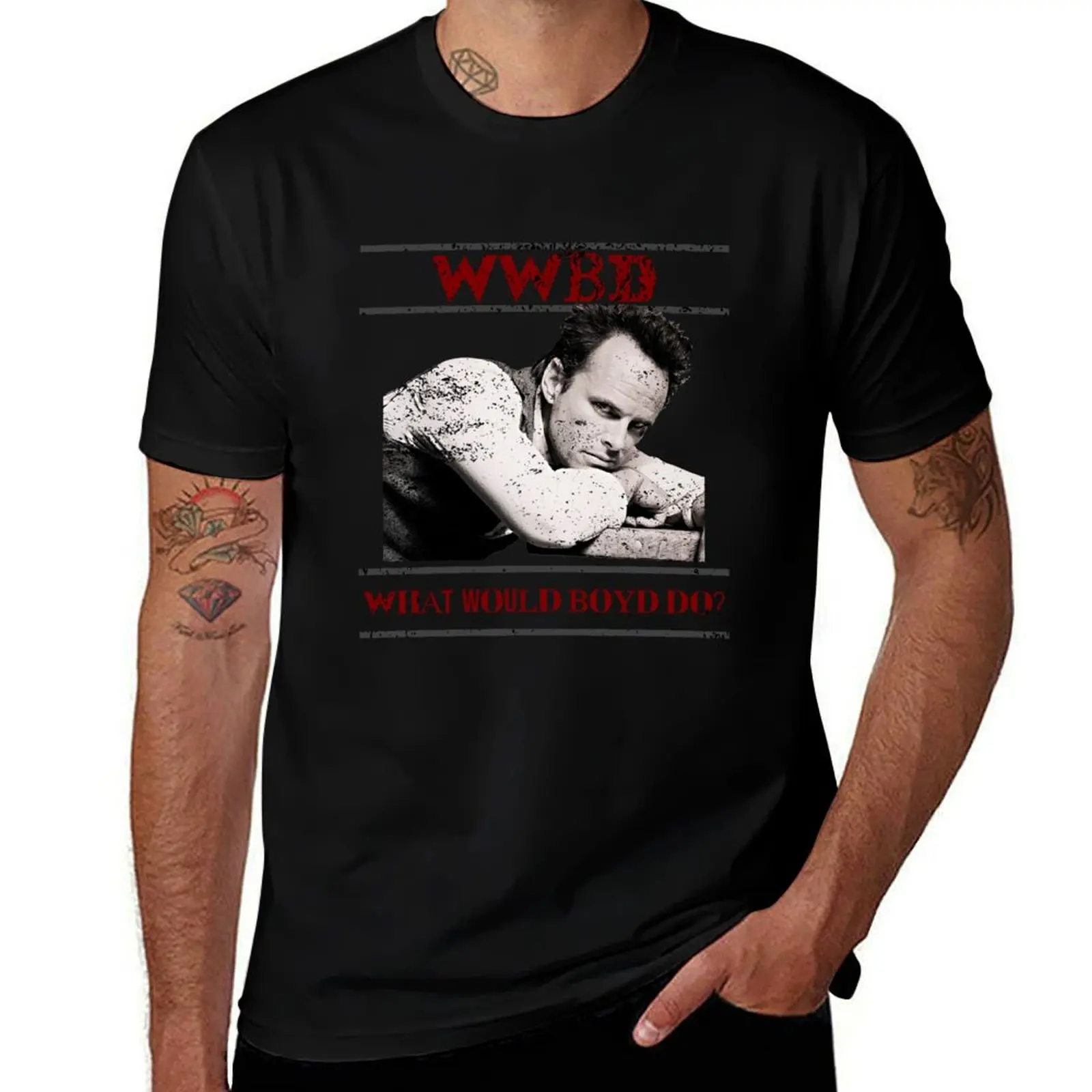WWBD What Would Boyd Do Boyd Crowder Justified White T-Shirt Fitness Quick Dry Short Sleeve Top T-Shirt