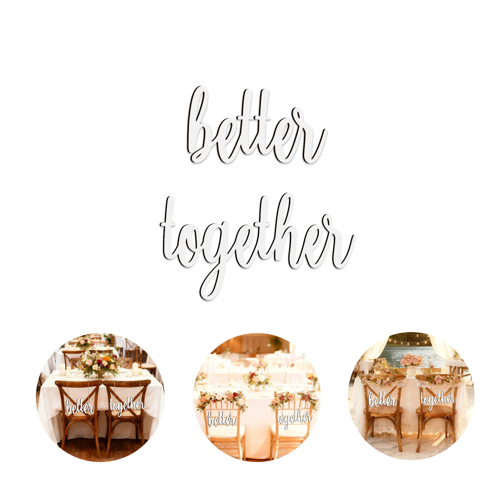 لافتات كرسي أفضل معًا - مجموعة زفاف خشبية بيضاء، لافتات كرسي مكونة من قطعتين للاستقبال، ديكور زفاف ريفي