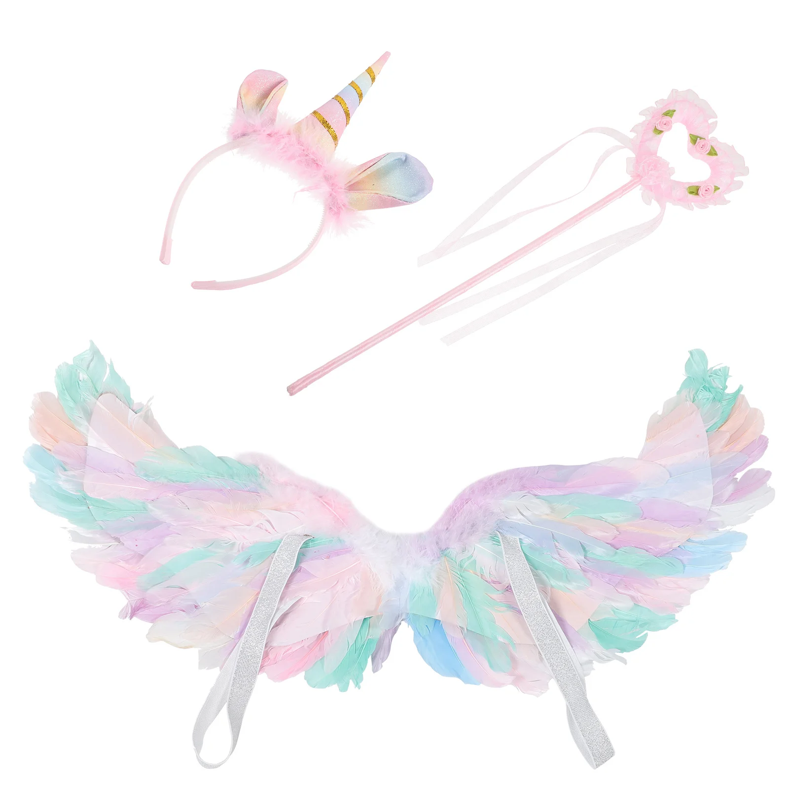 ชุดปีกนางฟ้า 1 ชุด อุปกรณ์ประกอบชุดนางฟ้า ไม้กายสิทธิ์ ที่คาดผม อุปกรณ์คอสเพลย์ ปีกนางฟ้า