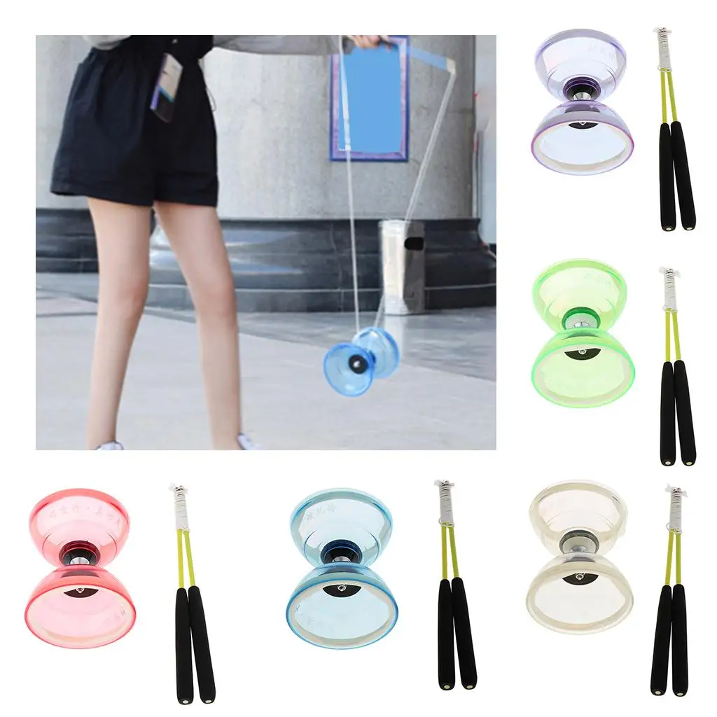 Unikalny Diabolo z 3 łożyskami i kijami, gumowa zabawka do gry w piłkę, zabawki koordynacyjne dla dzieci i nastolatków, do wyboru