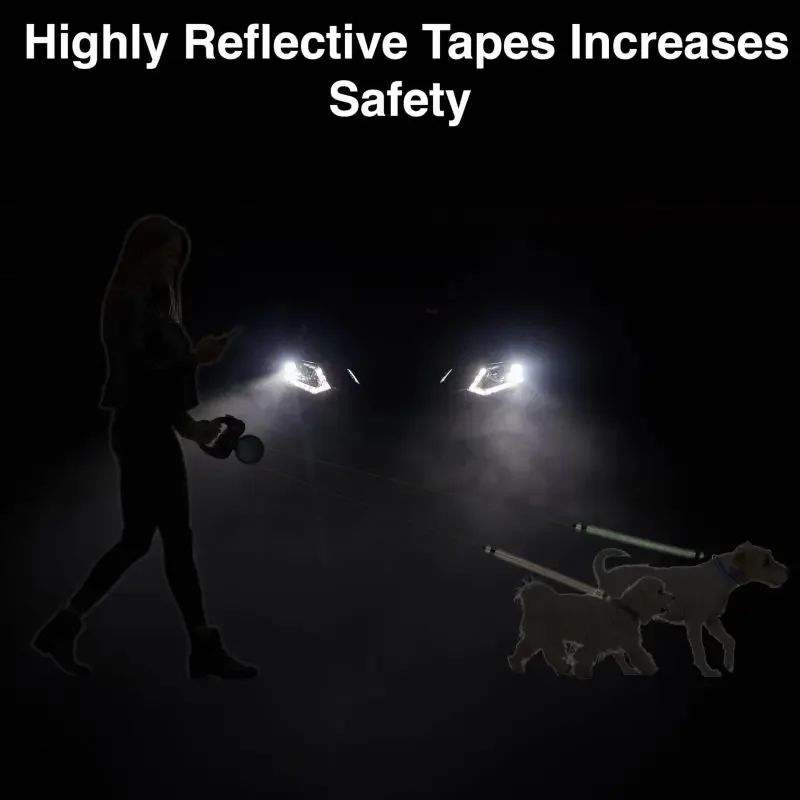 Double Dogs Extendable Retractable Lead  3m Reflective Automatic Dual Pet Leash One Tow Two Automatic Retractable Tow Rope