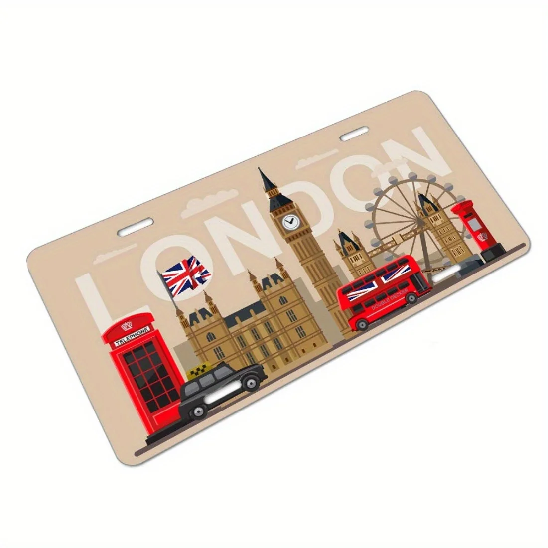 2D Flat, 2D Flat Decorative Sign & Plaque London, UK Durable Plaque Frame 6*12 Inches/15*30cm with 4 Holes, 2D Flat