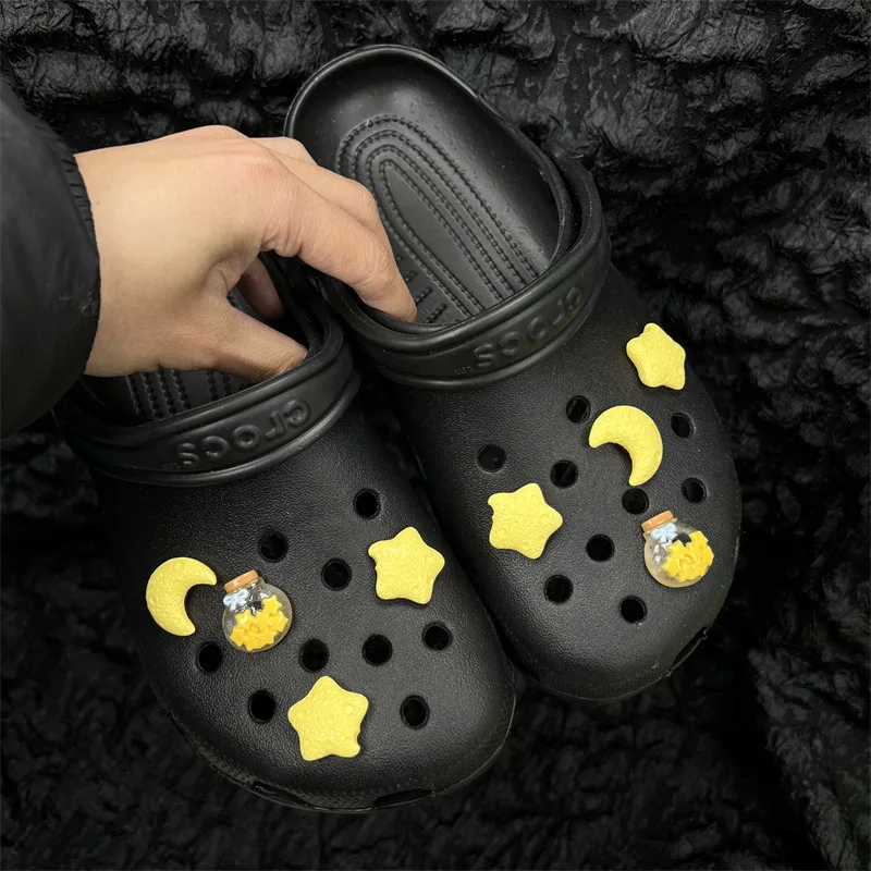 

Girl Star Moon Shoes Charm Wishing Bottle Yellow Slippers Accessories Cute DIY Shoe Flower Buckle Decoration Shoe Buckle