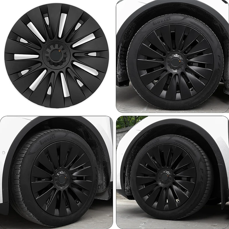 VASTZ For Tesla Model Y Hubcaps 19 Inch Wheel Covers Replacement 14-Spokes Wheel Caps Matte Black Y Accessories 2021 to 2023