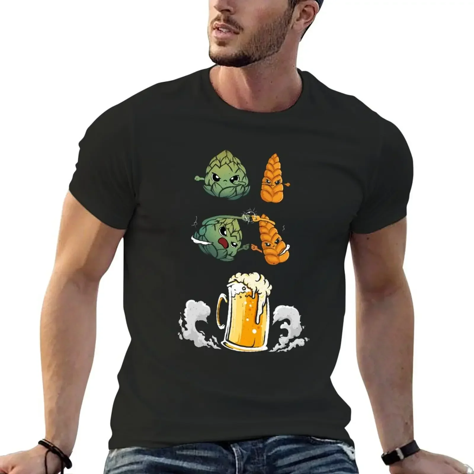 

Hops & Malt Fusion to Beer - Funny T-Shirt Aesthetic clothing baggy shirts plain t shirts men