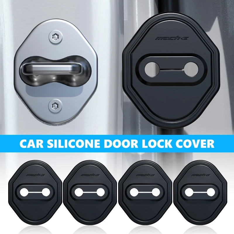 4 Uds. Cubiertas de silicona para cerraduras de puertas de coche, accesorios para Mustang Shelby GT GT350 Fender Zapatillas EcoBoost GT500 GT