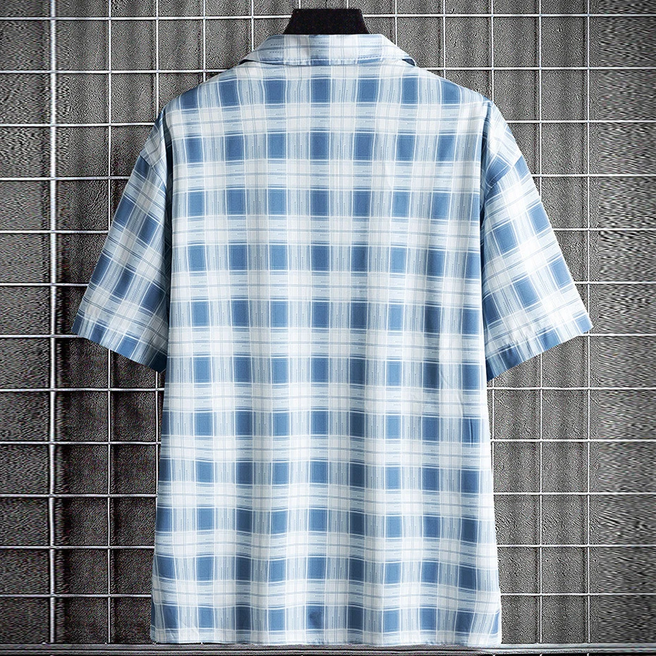 Plaid Shirt Men Summer Short Sleeve Shirts 8XL Plus Size Fashion Casual Plaid Shirts Male Summer Tops Big Size 8XL