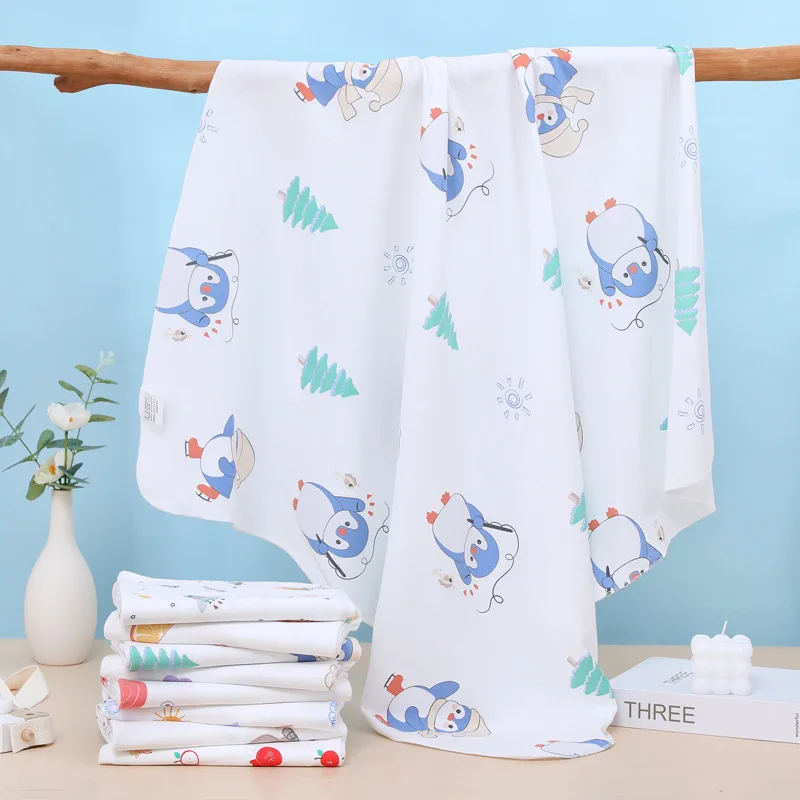 

Cotton Muslin Cute Cartoon Printing Baby Swaddle Blanket Soft Breathable Newborn Baby Receiving Blanket For Infant Boys Girls
