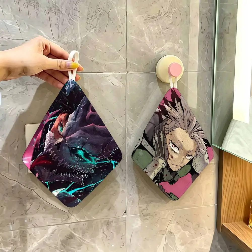 Anime Kaiju No. 8 Polyester Cotton Hand Wiping Towel, Hanging Design, Durable for Household Restaurant Toilet Use