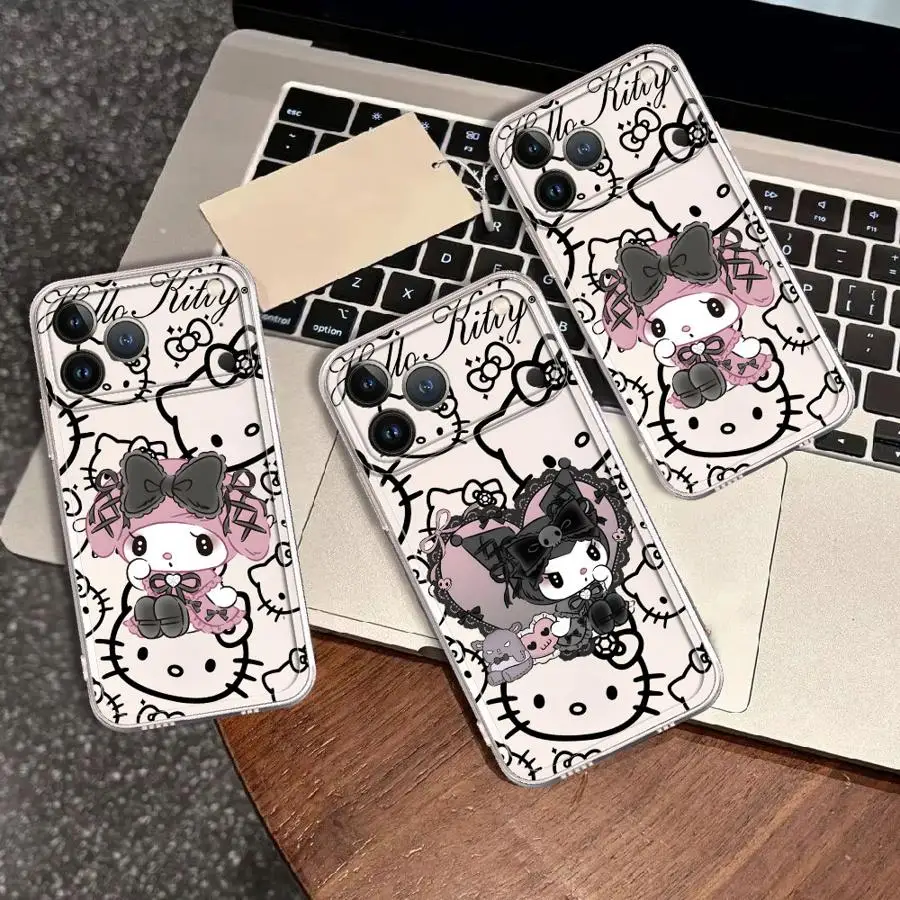 Funda Transparente para Teléfono Apple iPhone 17 Pro Max 11 17e 16e 16 13 Mini 14 Plus XS XR 12 15 Air Sanrio My Melody Kuromi