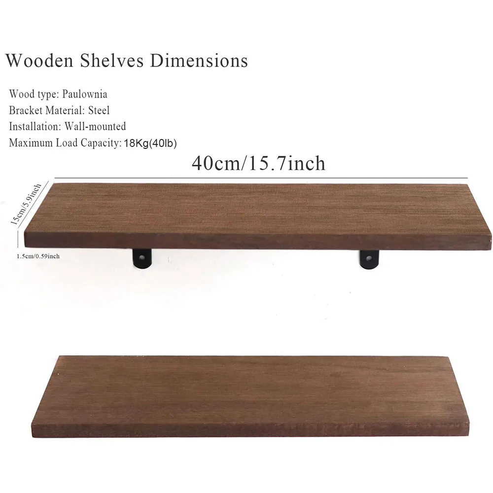 Floating Shelves for Wall Mounted, Solid Wood Shelves Set of 3, Durable Natural Bathroom Wall Shelves with Bedroom,Kitchen Decor