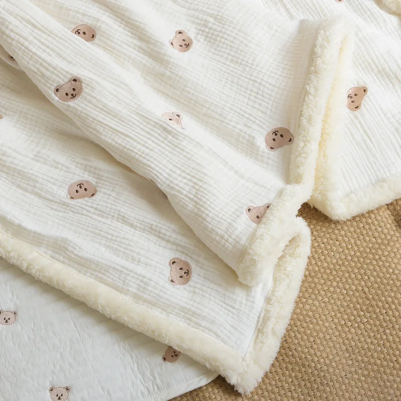 Addensare autunno e inverno coperta comfort per bambini coperta per neonato coperta con motivo ricamato