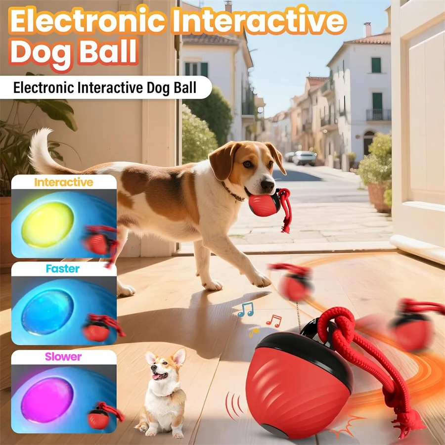 Intelligent Dog Toy Ball Electronic Interactive Cat Toy Usb Automatic Moving Bouncing Ball For Large Medium Dog Holiday Pet Gift
