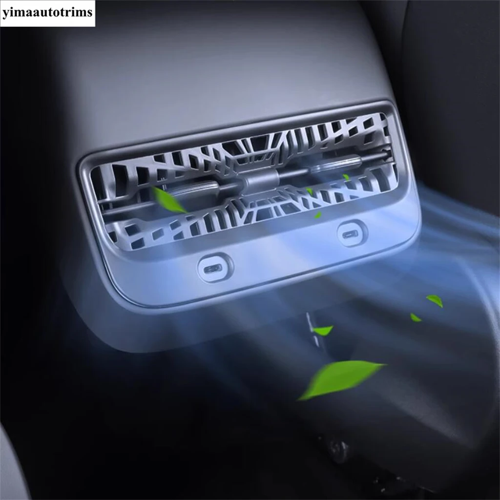 Car Rear Armrest Box Air AC Conditioning Vent Outlet Filter Frame Cover Accessories Interior For Tesla Model 3 / Y 2018 - 2023