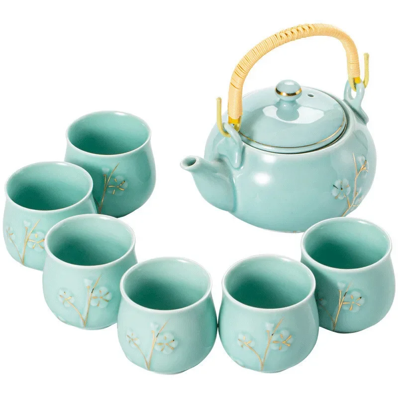 7 unids/set exquisitos juegos de té de cerámica hervidores hechos a mano tazas de té tetera de porcelana vajilla china juego de ceremonia del té